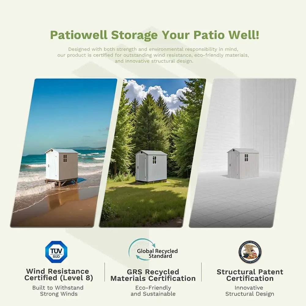 Patiowell Fit-it 4x8 Plastic Storage with Floor, Gray