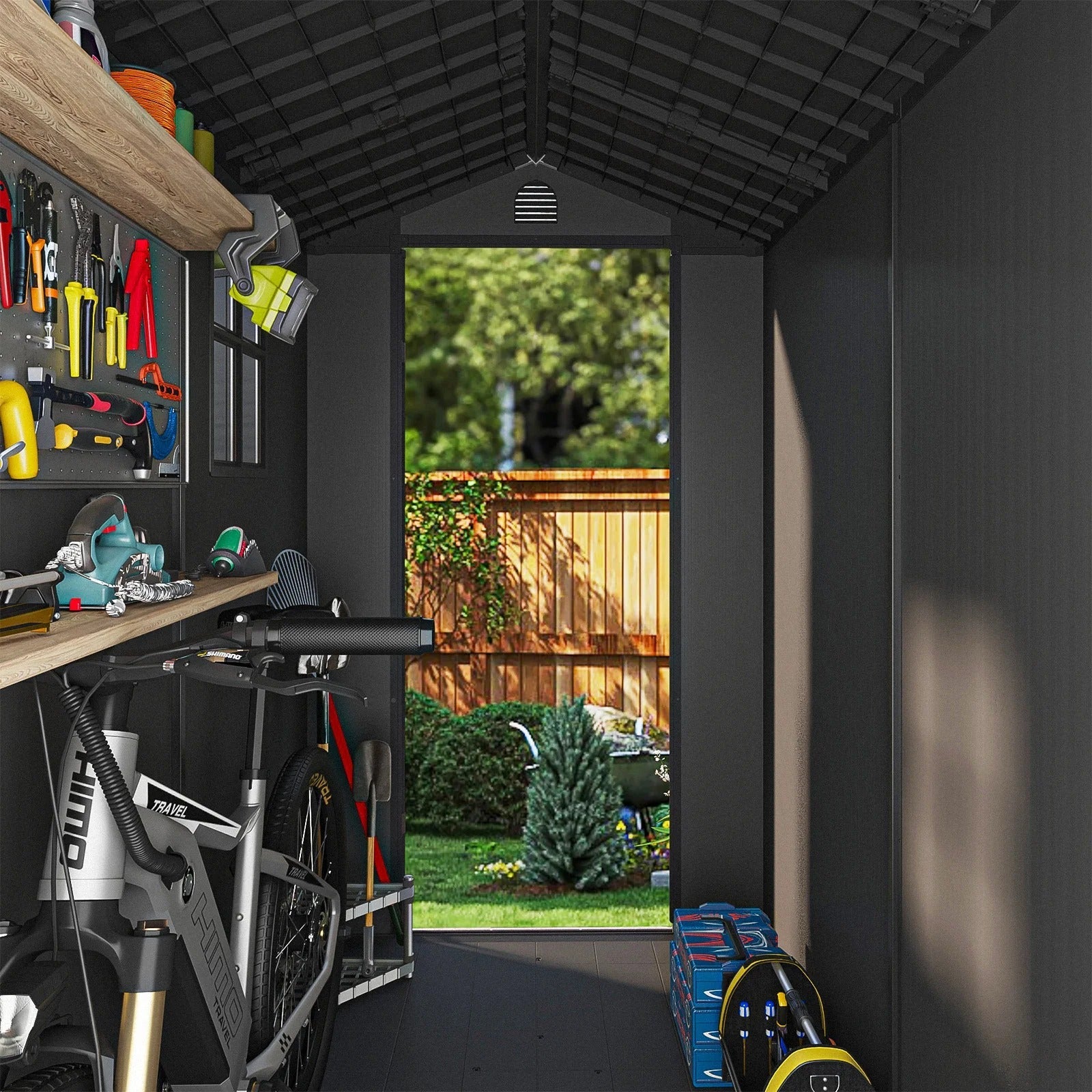 Patiowell 4x8 Plastic Storage Shed, Dark Gray