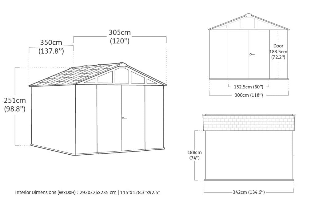 Keter Stronghold 10x11.5 Storage Shed - Graphite