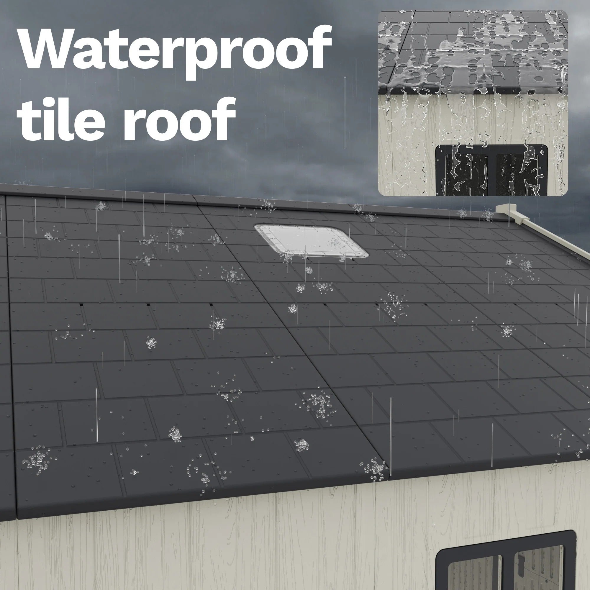 10x8 FT Kick-it Plastic Storage Shed with Skylight & Windows