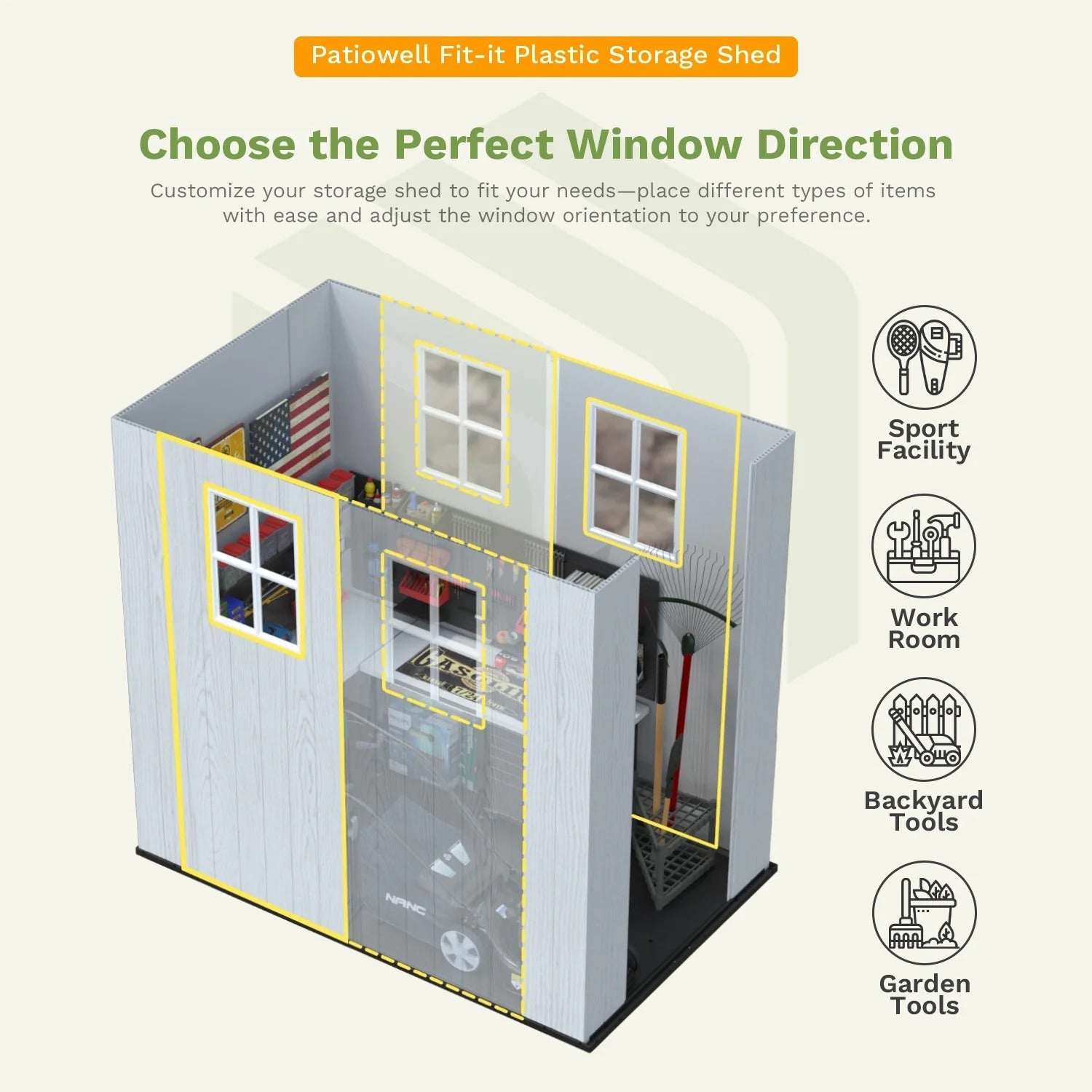 Patiowell Fit-it 4x8 Plastic Storage with Floor, Gray