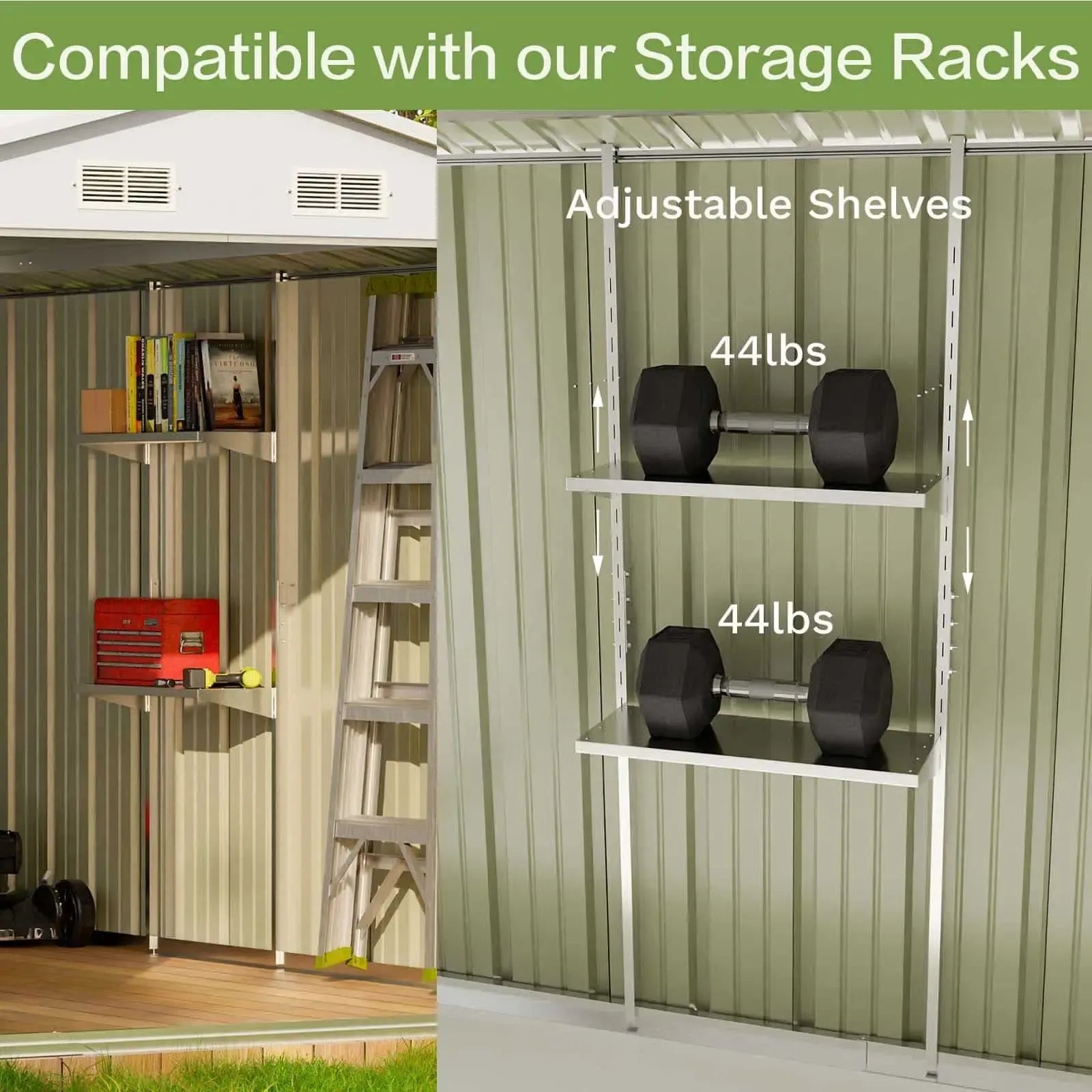 Patiowell 10x10 Metal Storage Shed with Weather-Resistance, Gray