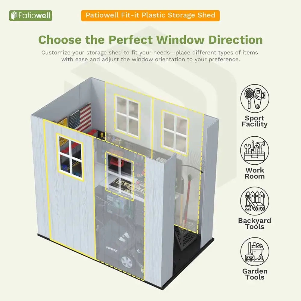 Patiowell 4x8 Plastic Storage Shed, Dark Gray