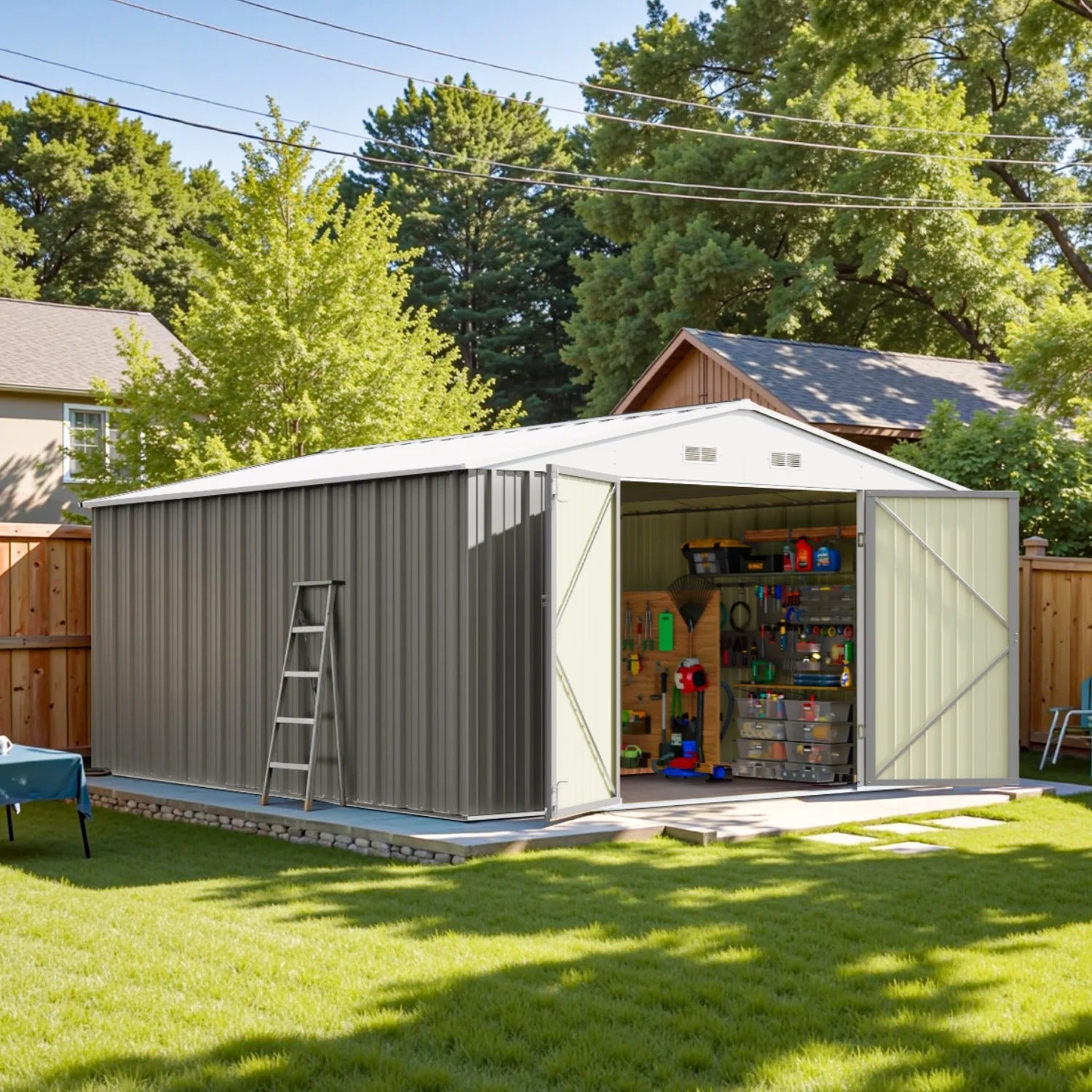 Patiowell 10x12 Metal Shed, Gray